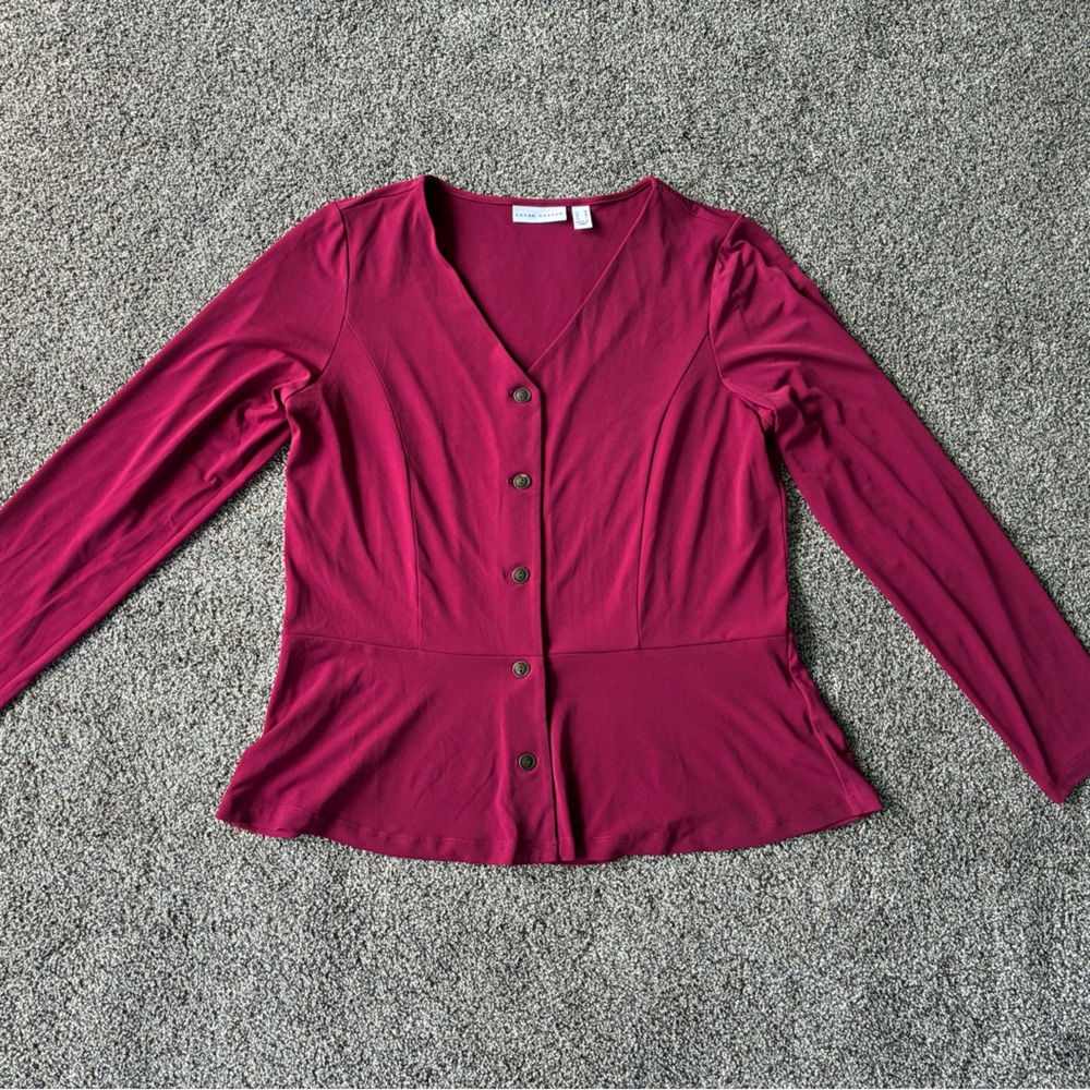 FINAL SALE 4/19/26 Susan Graver Liquid Knit Fuchsia Pink Top, Size Medium